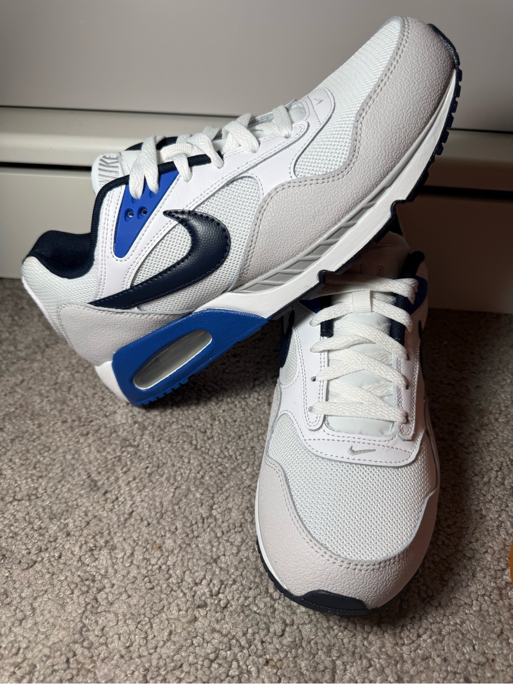 Nike White Navy and Blue Retro Running Sneakers